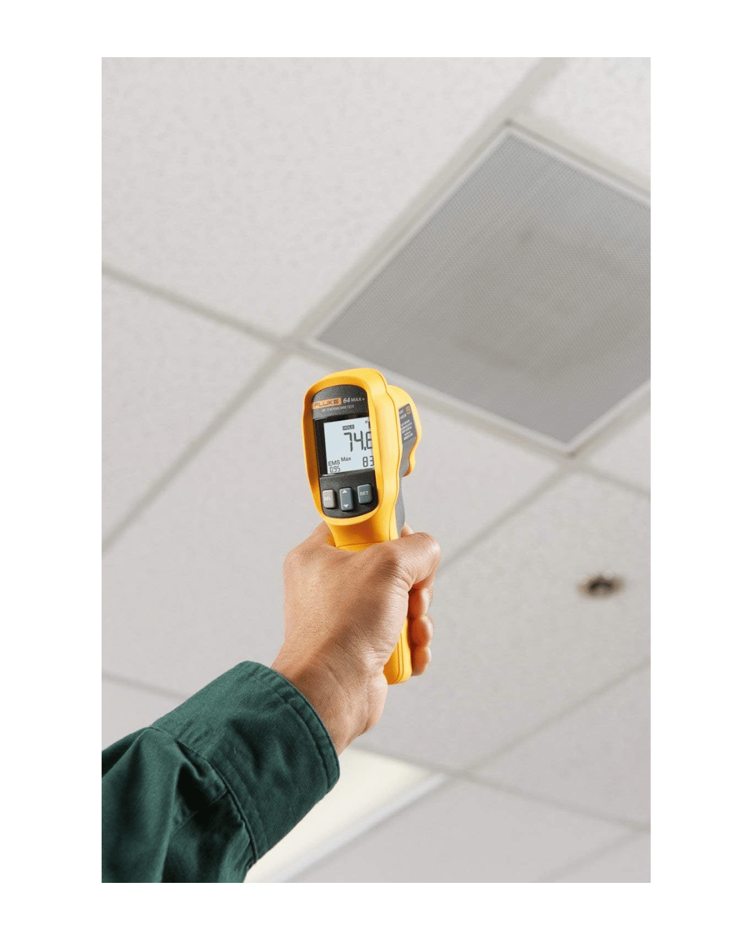 Fluke 64 MAX infrared thermometer in hand