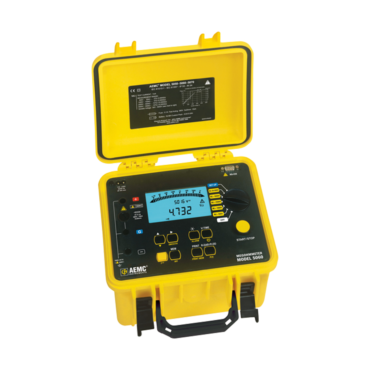 AEMC 2130.21 Megohmmeter Model 5060 (Digital, Analog Bargraph, Backlight, Alarm, Timer, 500V, 1000V, 2500V, 5000V
