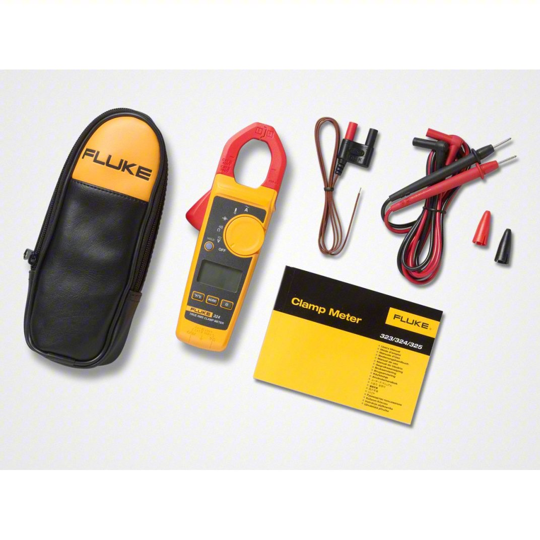 Full kit of Fluke 324 True RMS 400A Clamp Meter