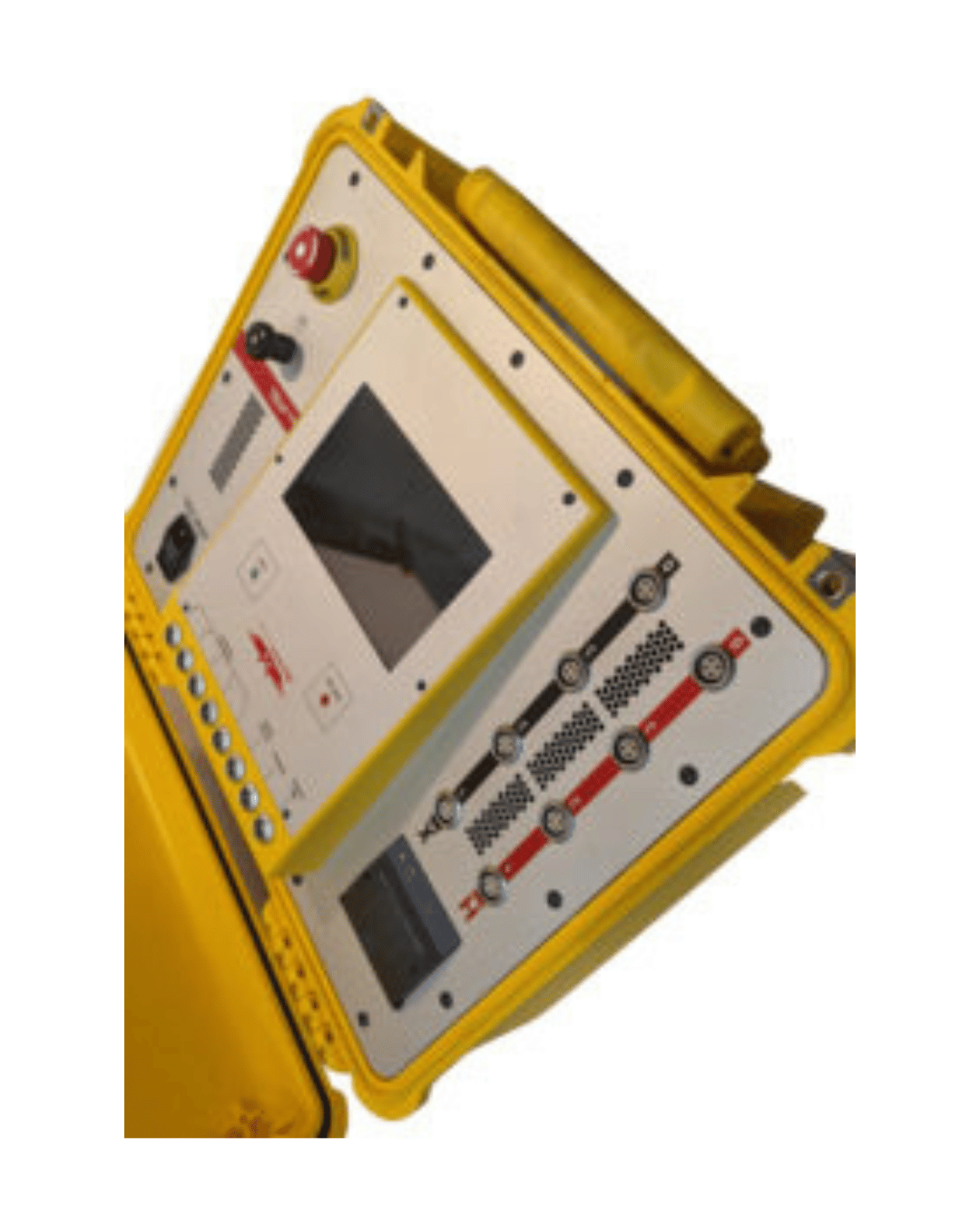 Angled close-up view of transformer observation system control unit