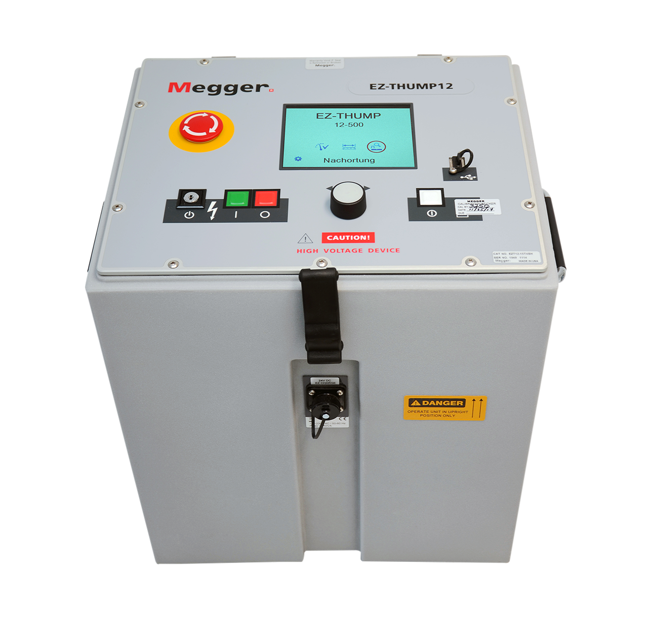 Close-up view of Megger EZ-Thump 12kV portable cable fault locator