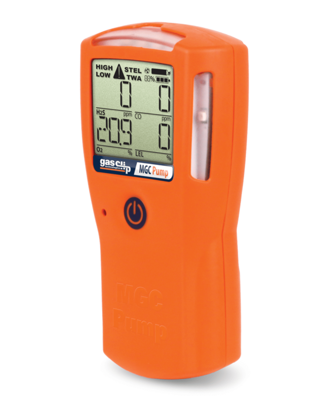 Gas Clip MGC-IR multi-gas detector side view with LCD display