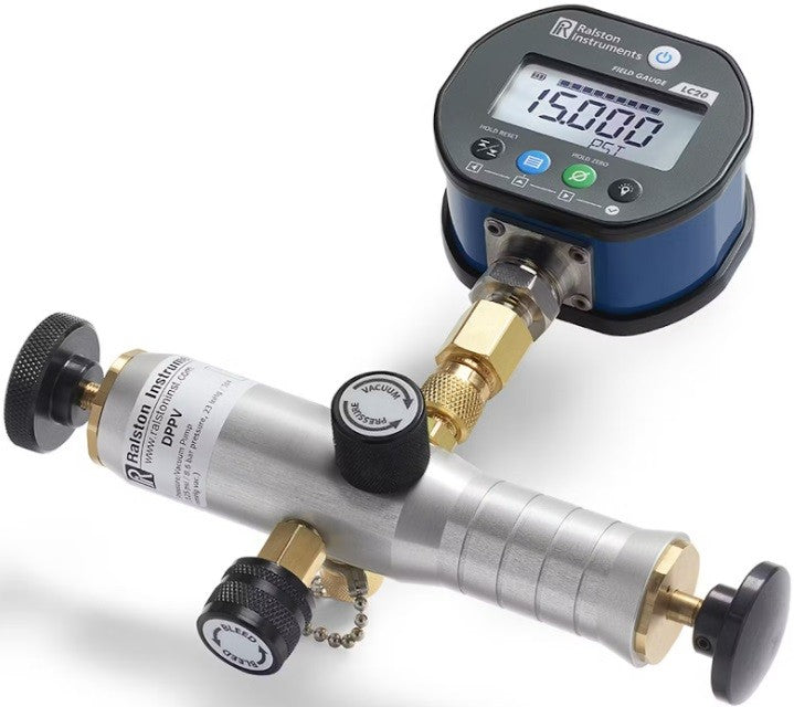 Ralston DPPV-0000 pneumatic hand pump with attached pressure gauge